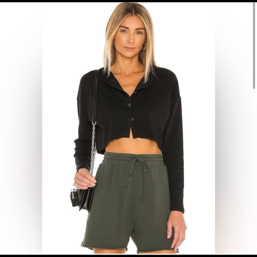 Lovers + Friends Cropped Black Cardigan